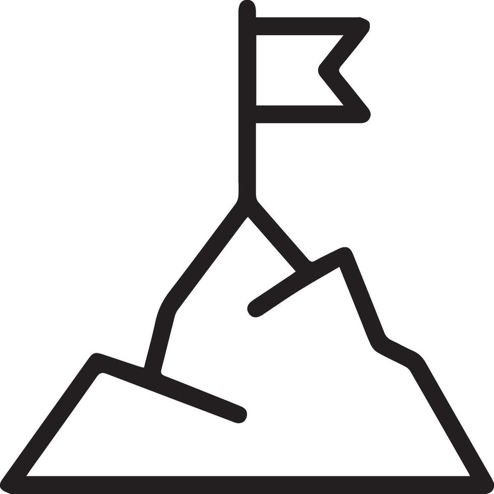 A mountain with a flag on top of it illustration clipart vector