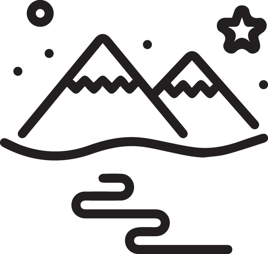 A mountain river and stars in the sky vector