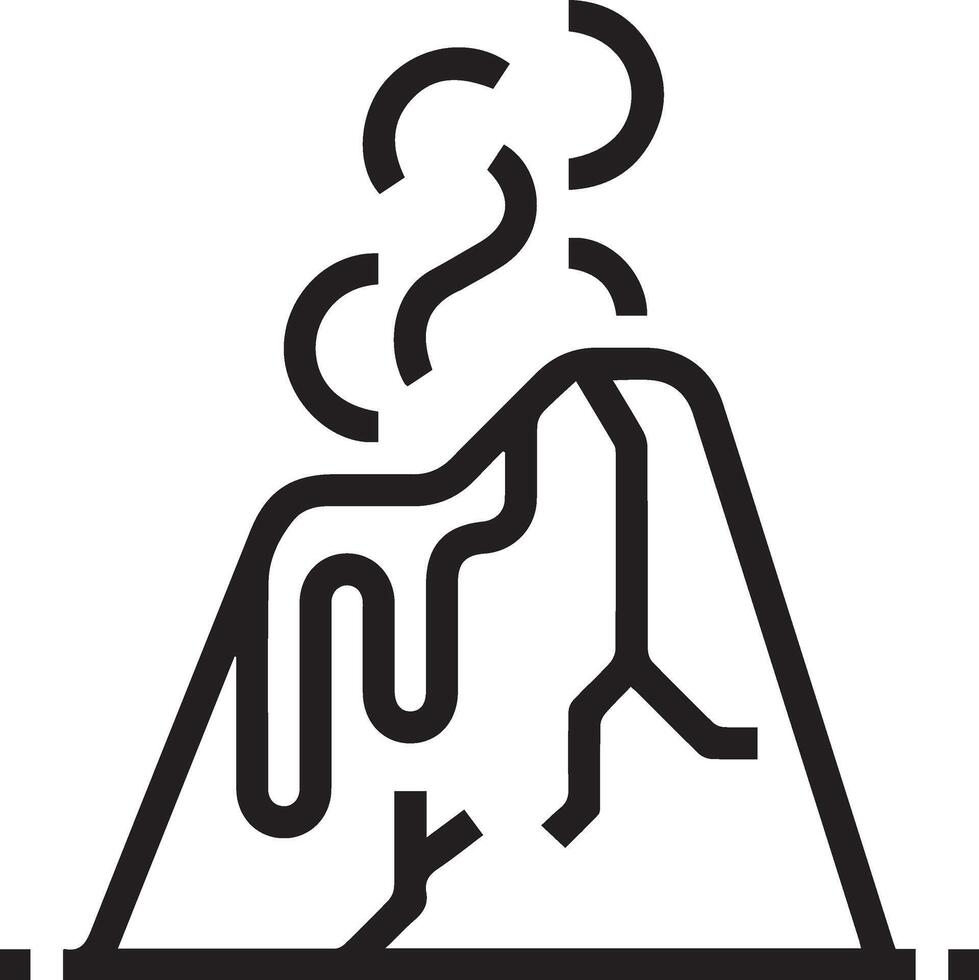 A black and white image of a volcano mountain clipart vector