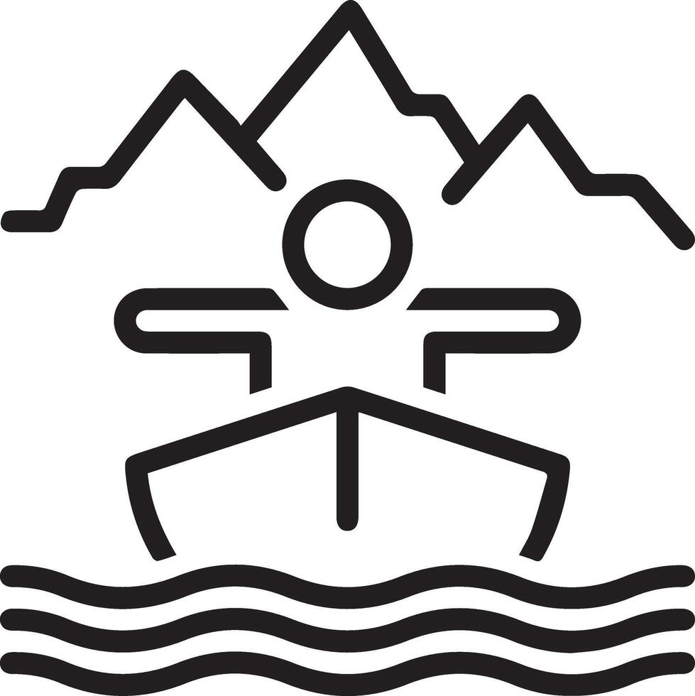 A black and white image of a man in a boat on the water vector
