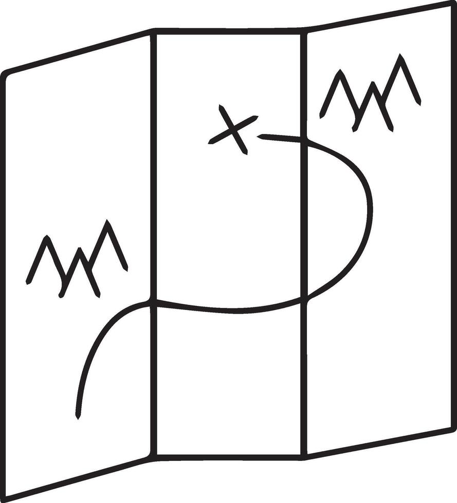 A black and white drawing of a map with a line through it vector