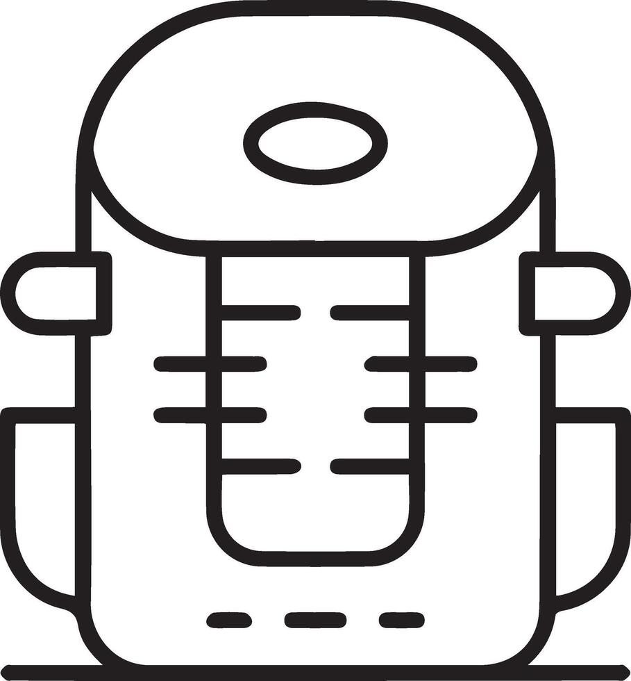 A black and white outline of a backpack vector