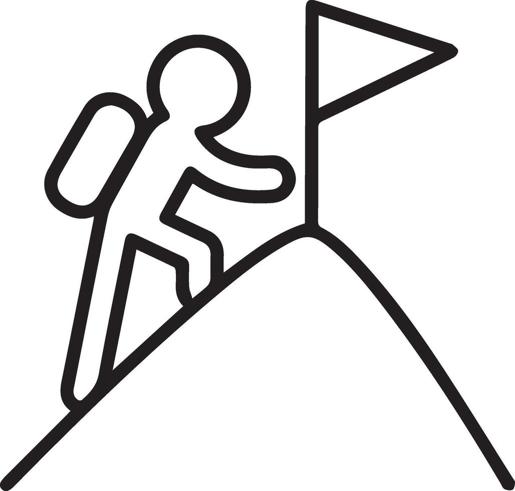 A man with a backpack and flag on top of a mountain clipart vector