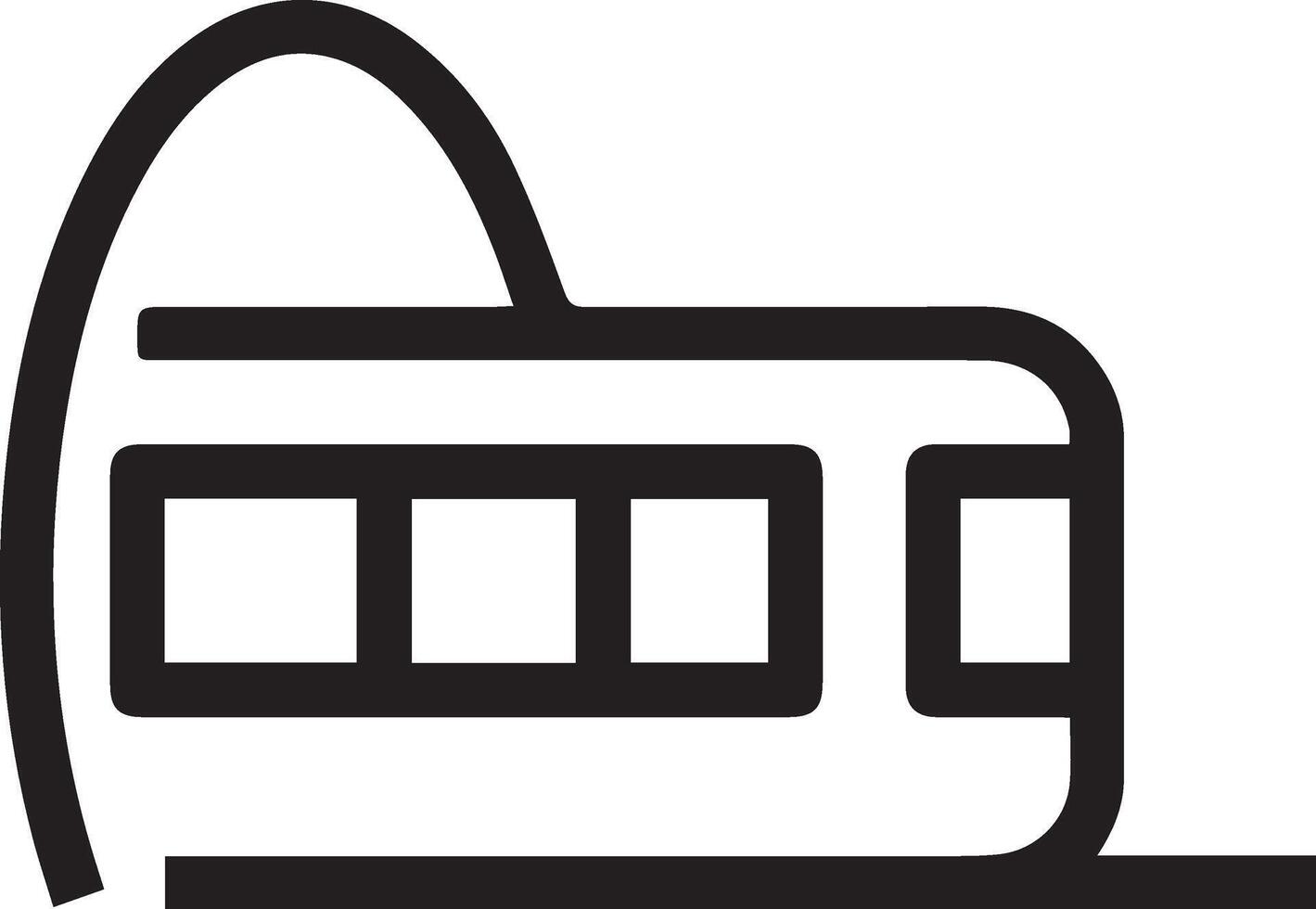 A black and white image of a train out of the tunnel vector