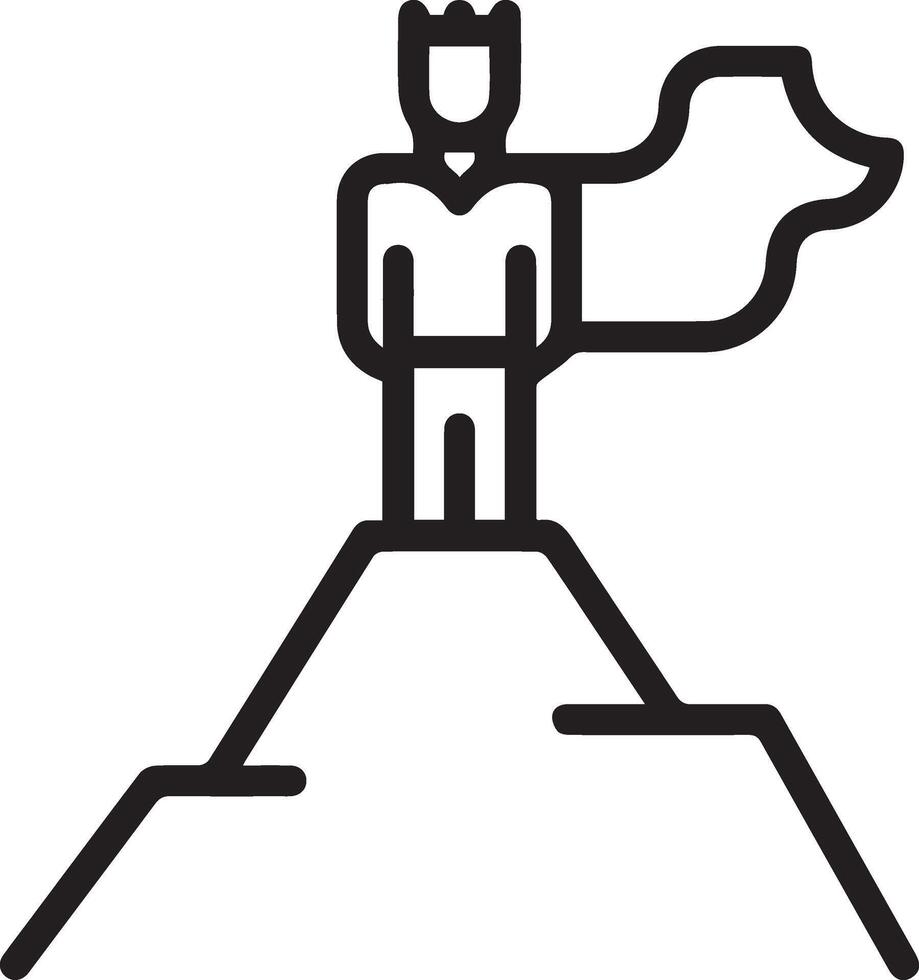 A man standing on top of a mountain with a flag icon vector