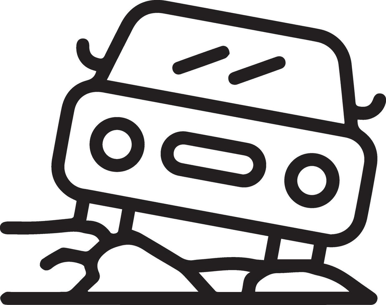 A black and white illustration of a car on a hill vector