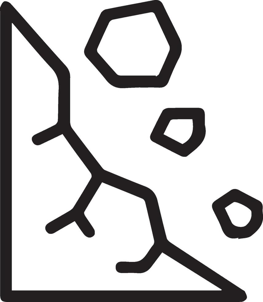 A black and white image of a mountain with rocks falling vector