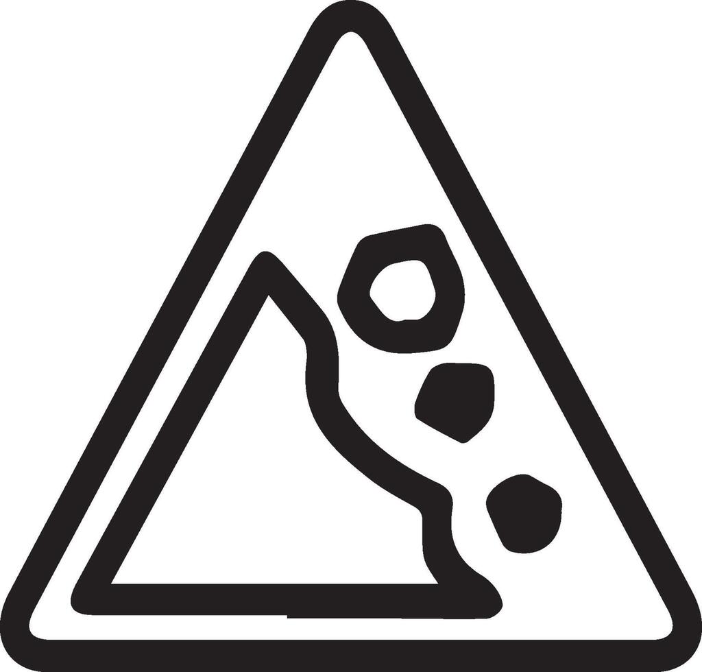 A triangle with a mountain in the middle and a rock on the side vector
