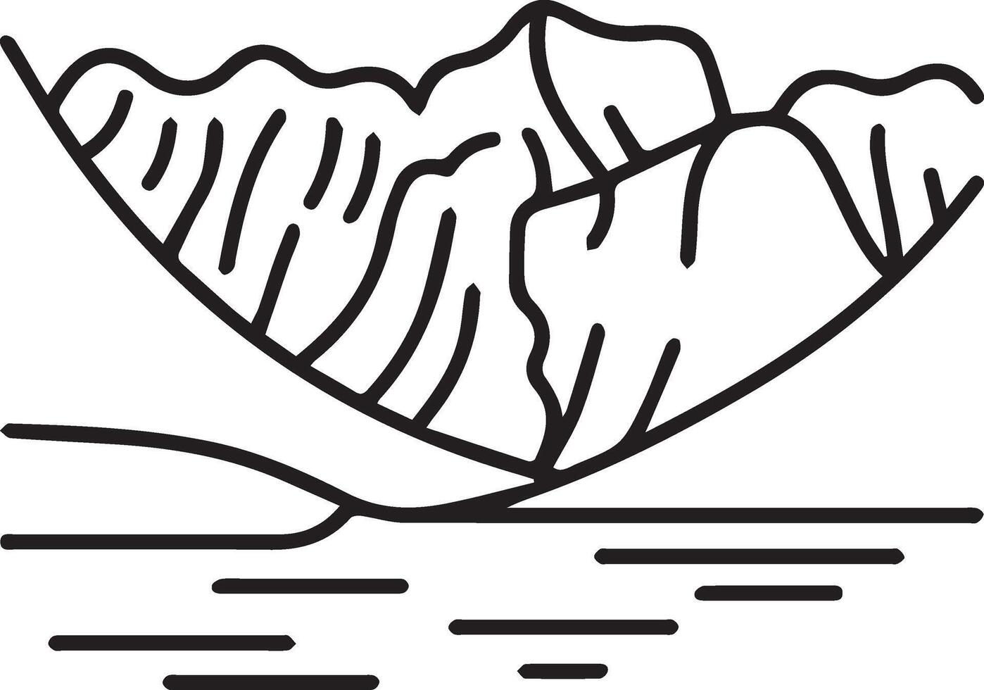 A line drawing of a mountain range vector