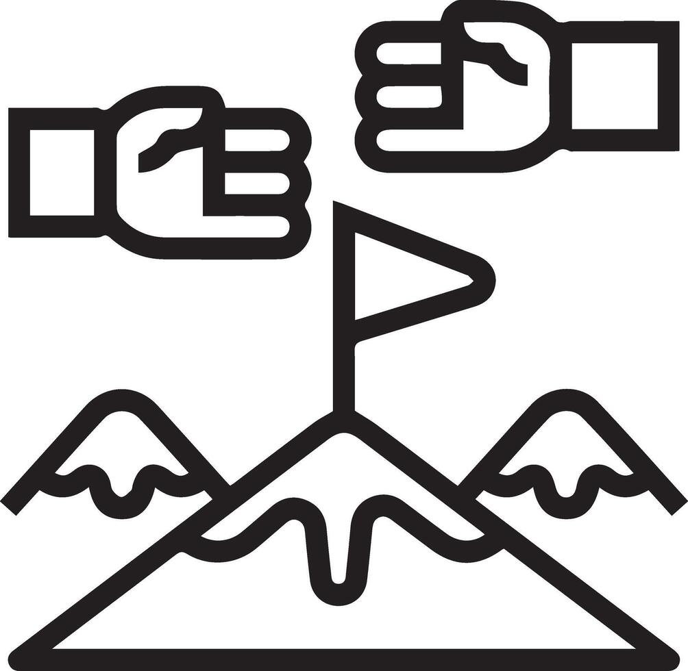 A black and white illustration of two hands reaching up to a flag vector