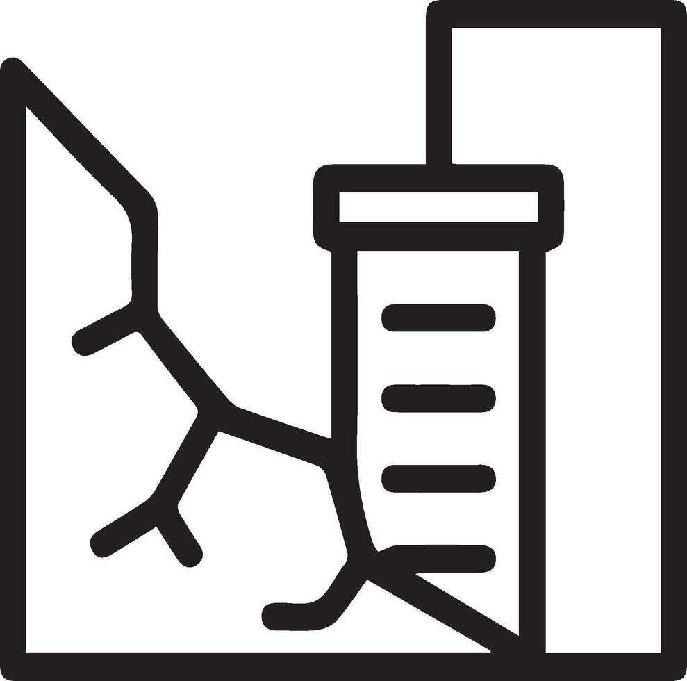 A black and white icon of a building with a ladder vector