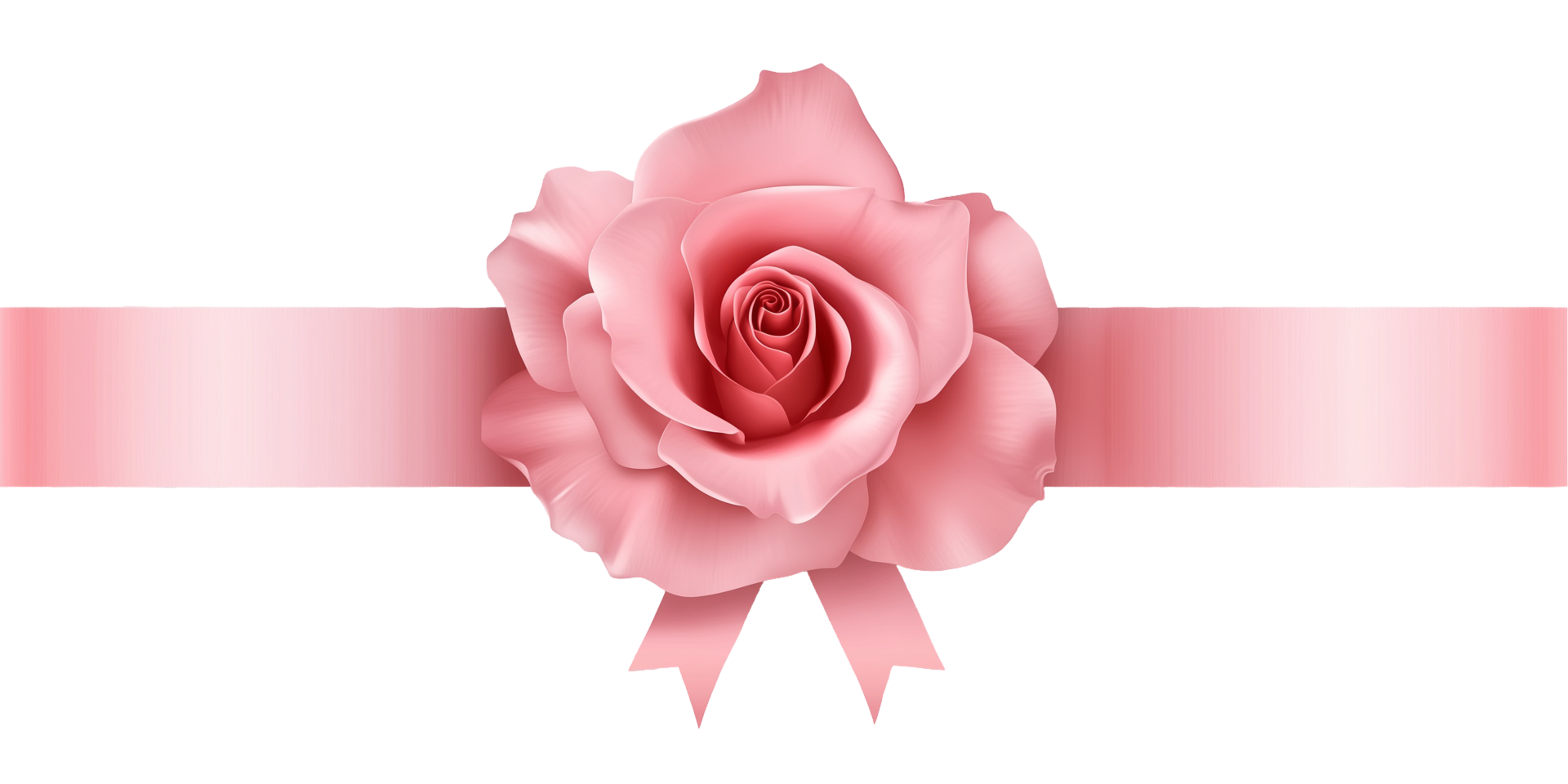 pink rose with ribbon on transparent background. ready to use png