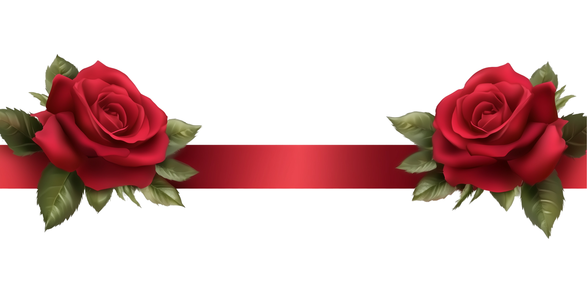 red roses on a red ribbon with leaves png