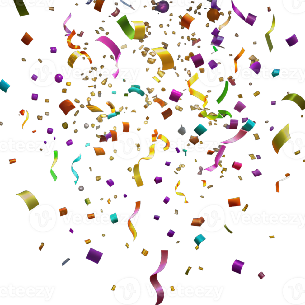 Playful Array of Colorful Confetti and Ribbons Dancing in the Air Conveying a Sense of Celebration and Joy That Brightens Any Festive Gathering png