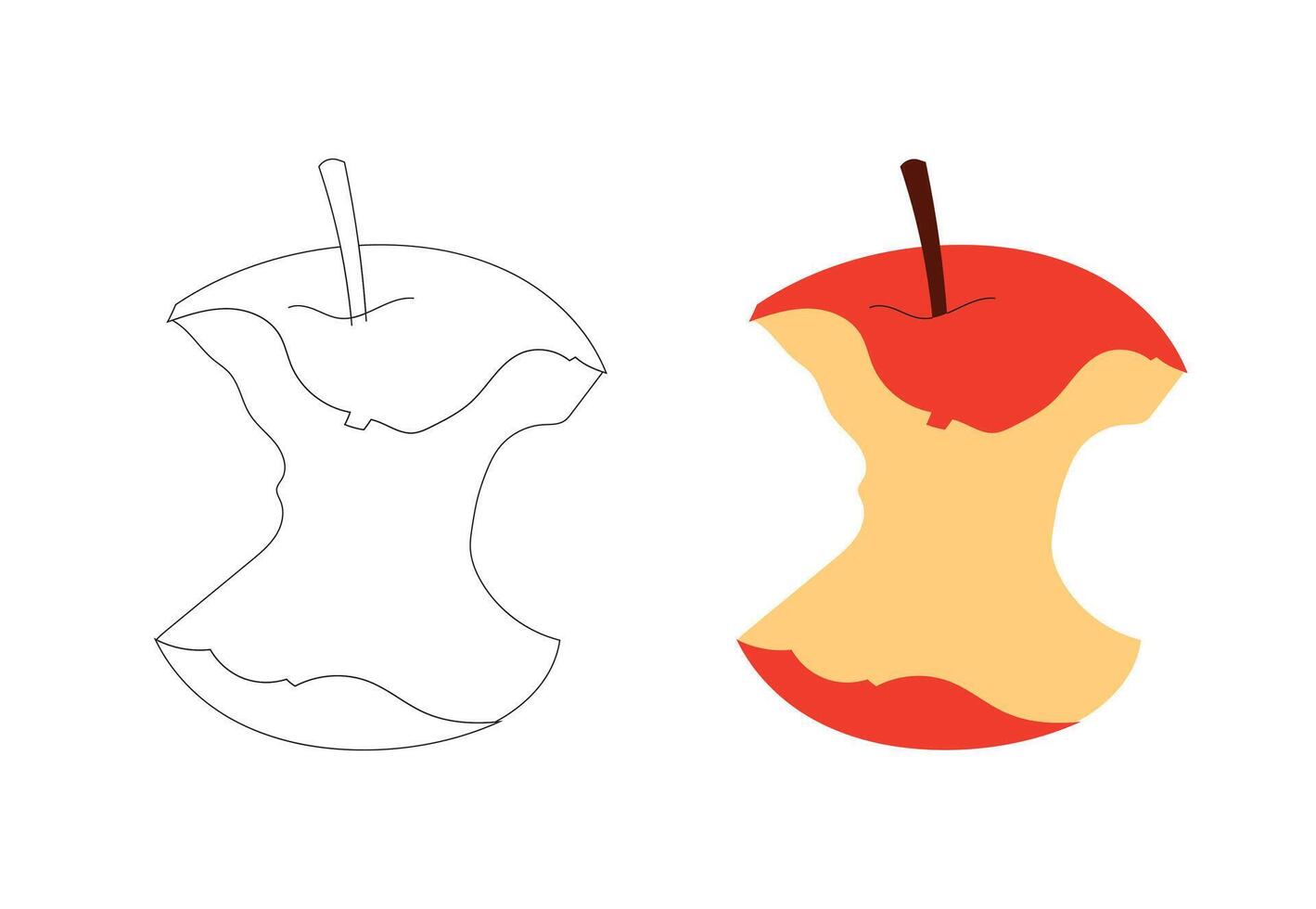Illustration apple bitten unique design vector