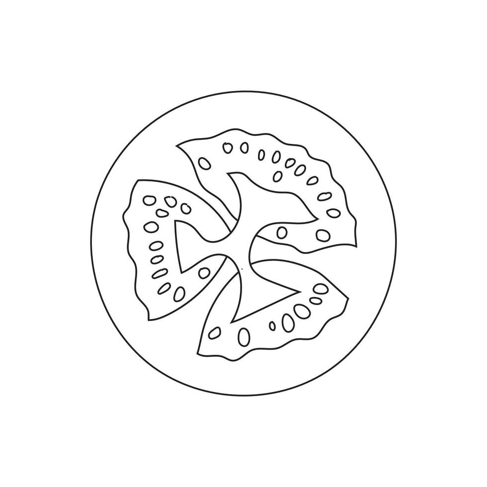 Illustration tomato slice line stroke vector