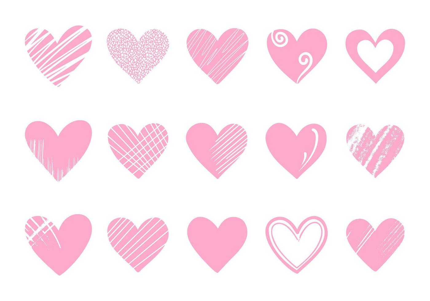 Love doodle set in pink on a white background vector