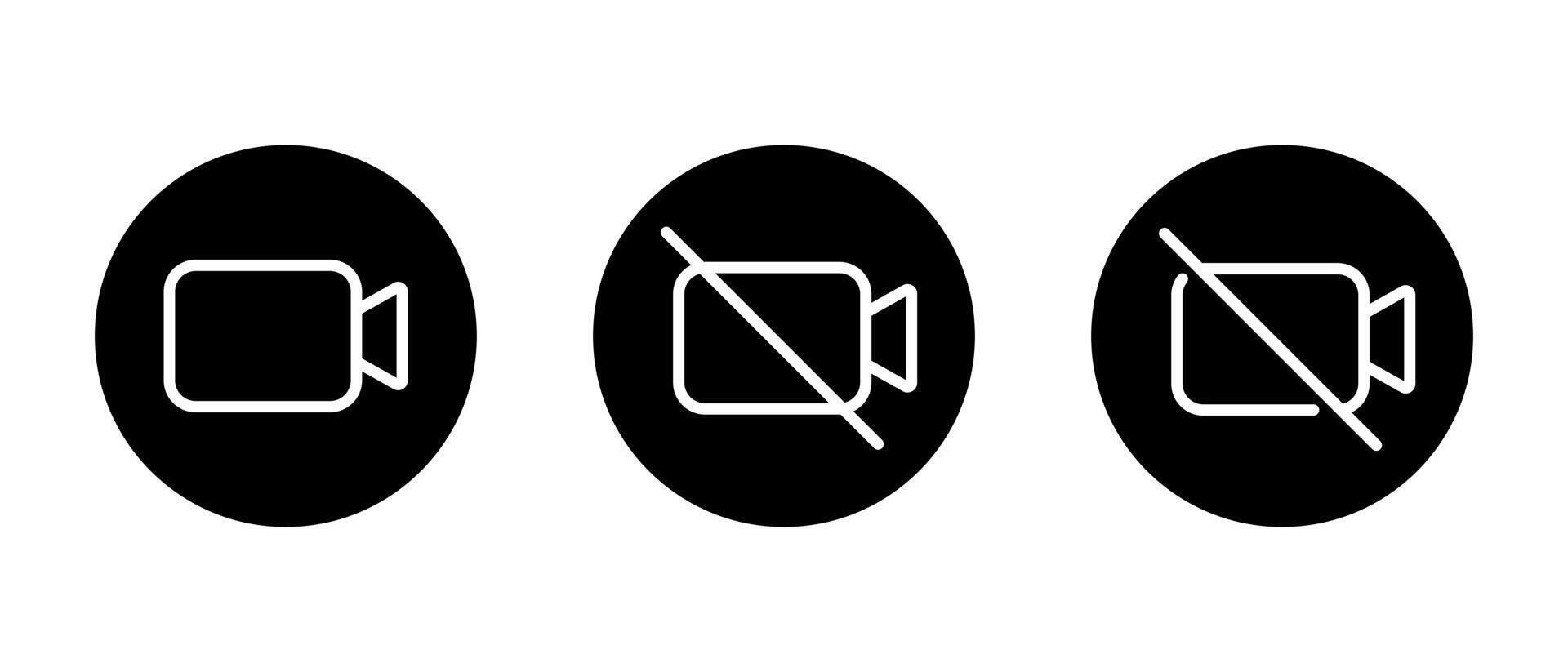 call outline icon on black circle. Virtual camera sign symbol vector