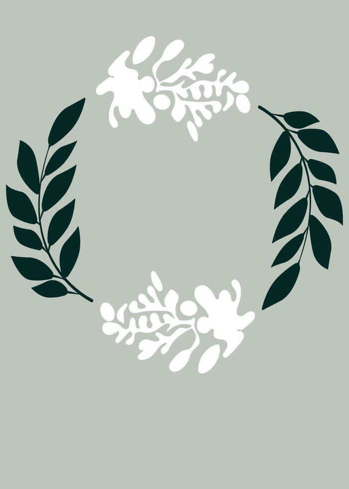 wedding card cover design with circular leaf decoration vector