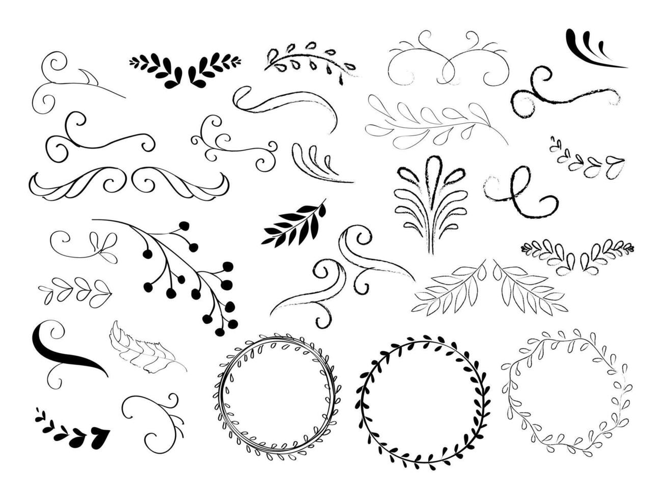 Hand Drawn Swirls and Wreath vector