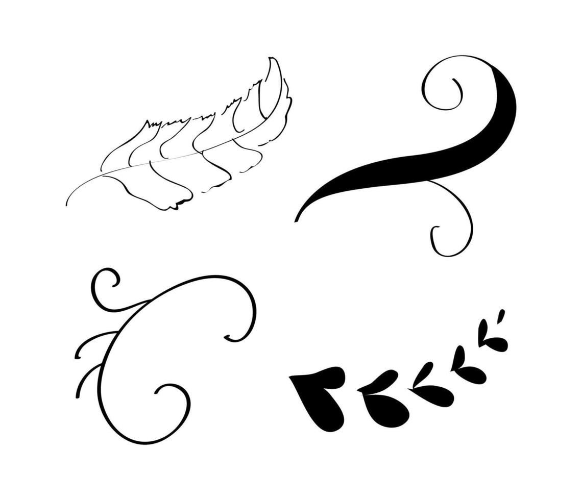 Hand Drawn Swirls and Wreath on White Background vector