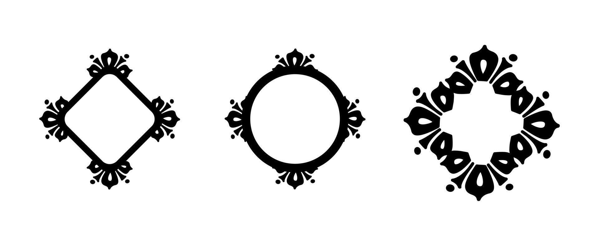 Vintage monogram emblem ornaments on black colour vector