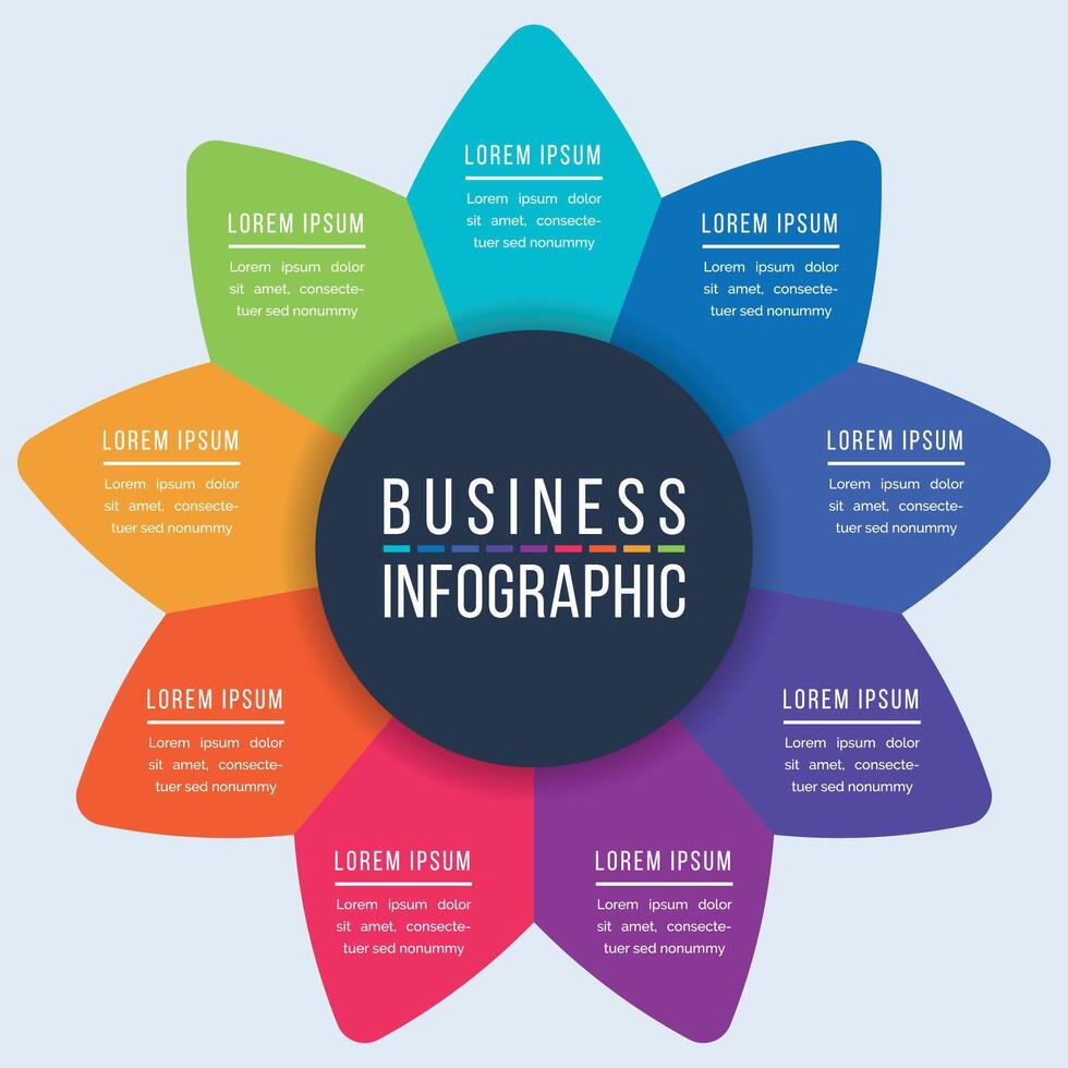9 Steps business infographic design colorful vector