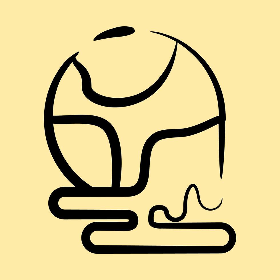 Icon world melting. Global warming elements. Icon in hand drawn style. vector