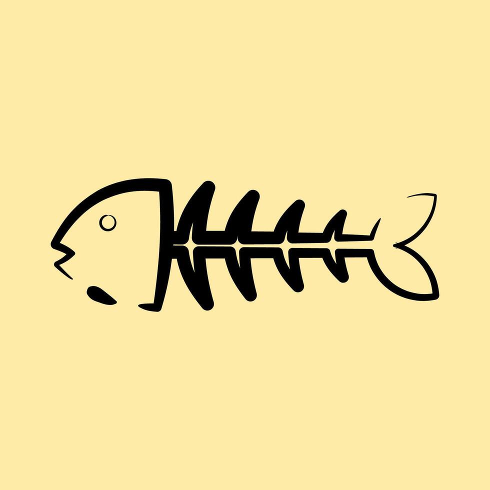 Icon fishbone. Global warming elements. Icon in hand drawn style. vector