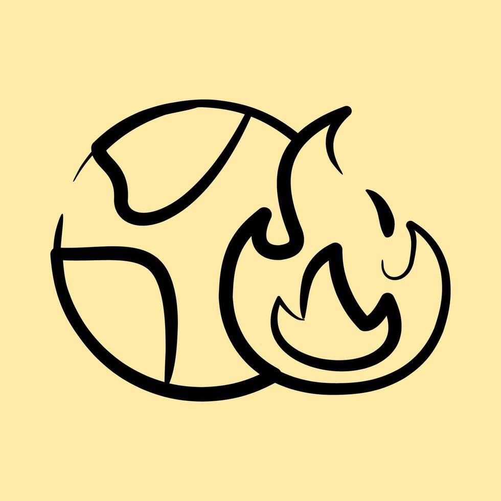 Icon global warming. Global warming elements. Icon in hand drawn style. vector