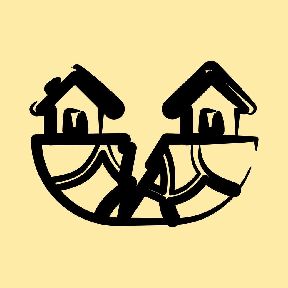Icon earthquake. Global warming elements. Icon in hand drawn style. vector