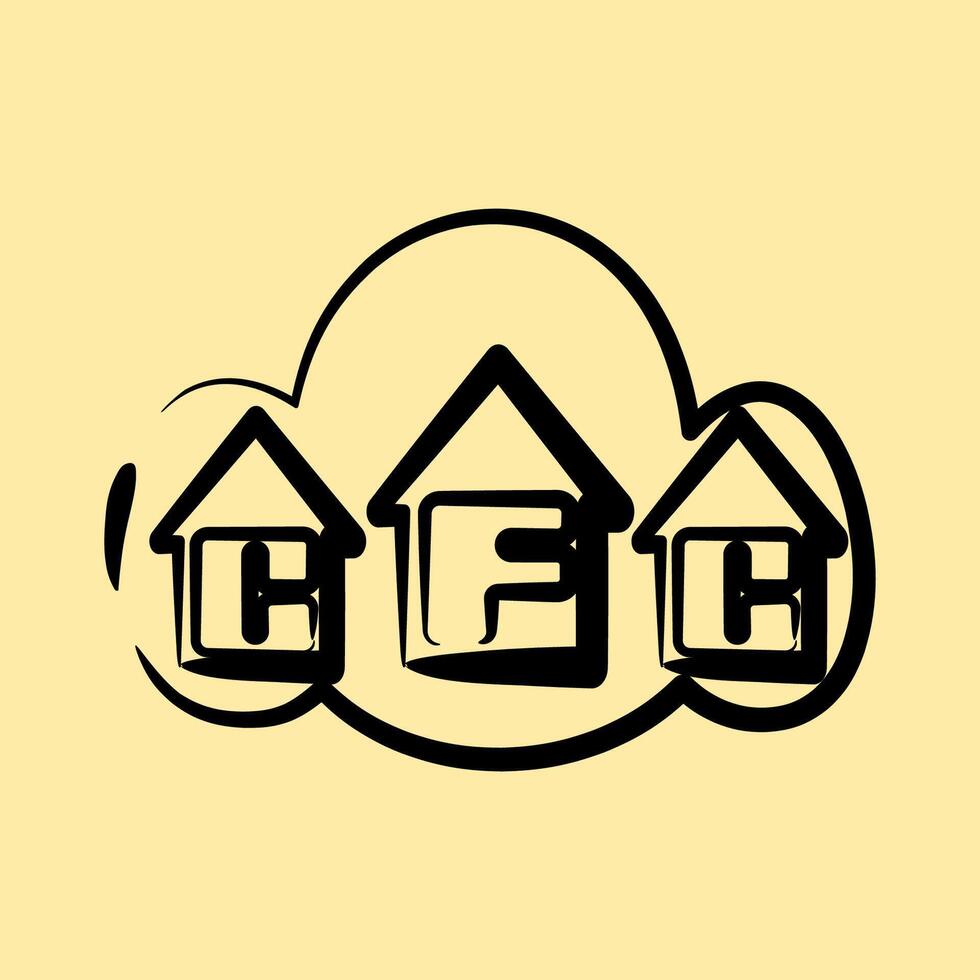 Icon cfc gas. Global warming elements. Icon in hand drawn style. vector