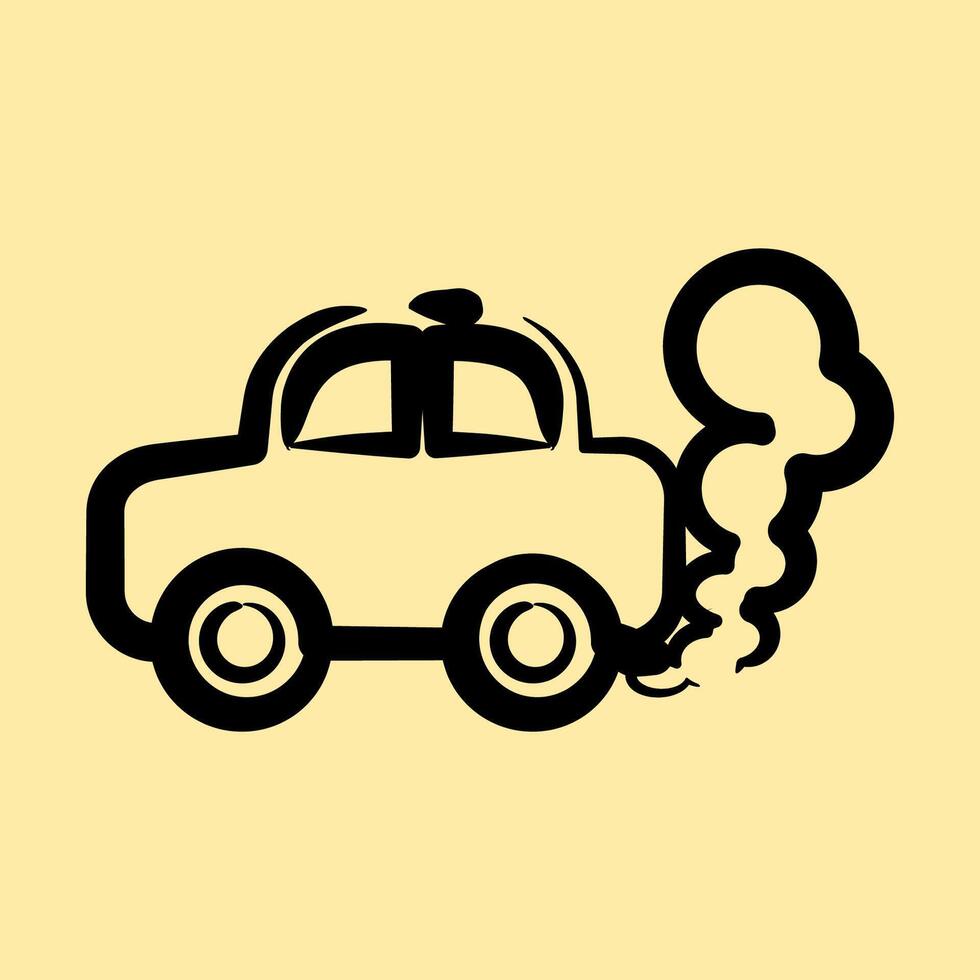 Icon car pollution. Global warming elements. Icon in hand drawn style. vector
