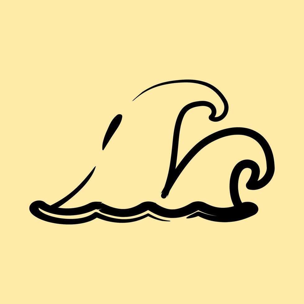 Icon tsunami. Global warming elements. Icon in hand drawn style. vector