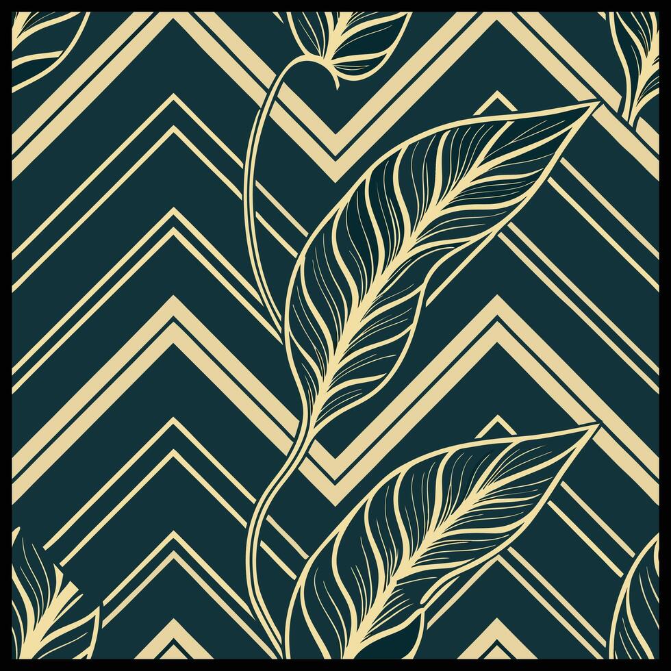 a pattern with leaves and stripes vector