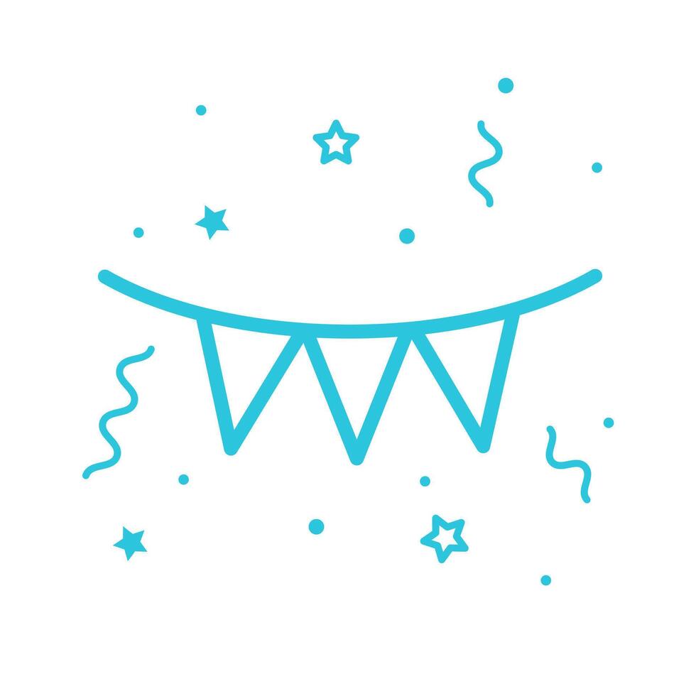 Party flags and confetti icon. Isolated on white background. Blue icon set. vector