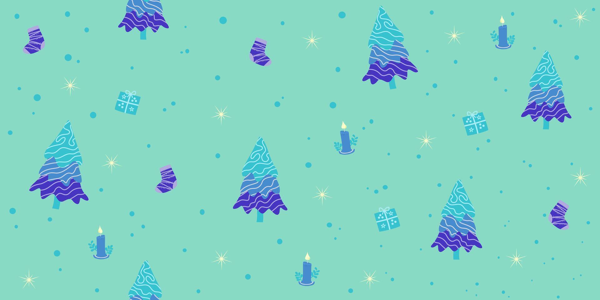 Seamless pattern abstract Christmas ornament celebration on green background vector