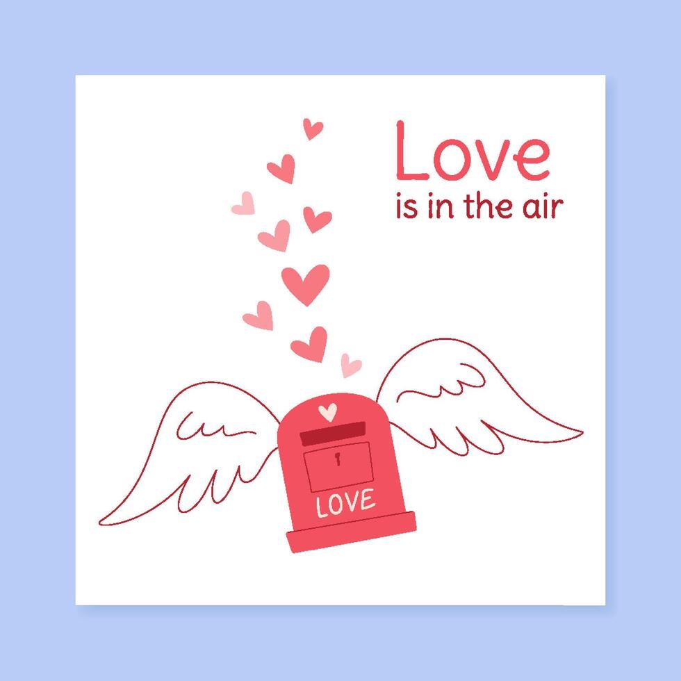 Romantic Valentine heart postcard in flat doodle style. Love message with heart graphic, perfect for February greeting. Ideal for social media posts and Valentines Day greetings. Romantic themes like vector