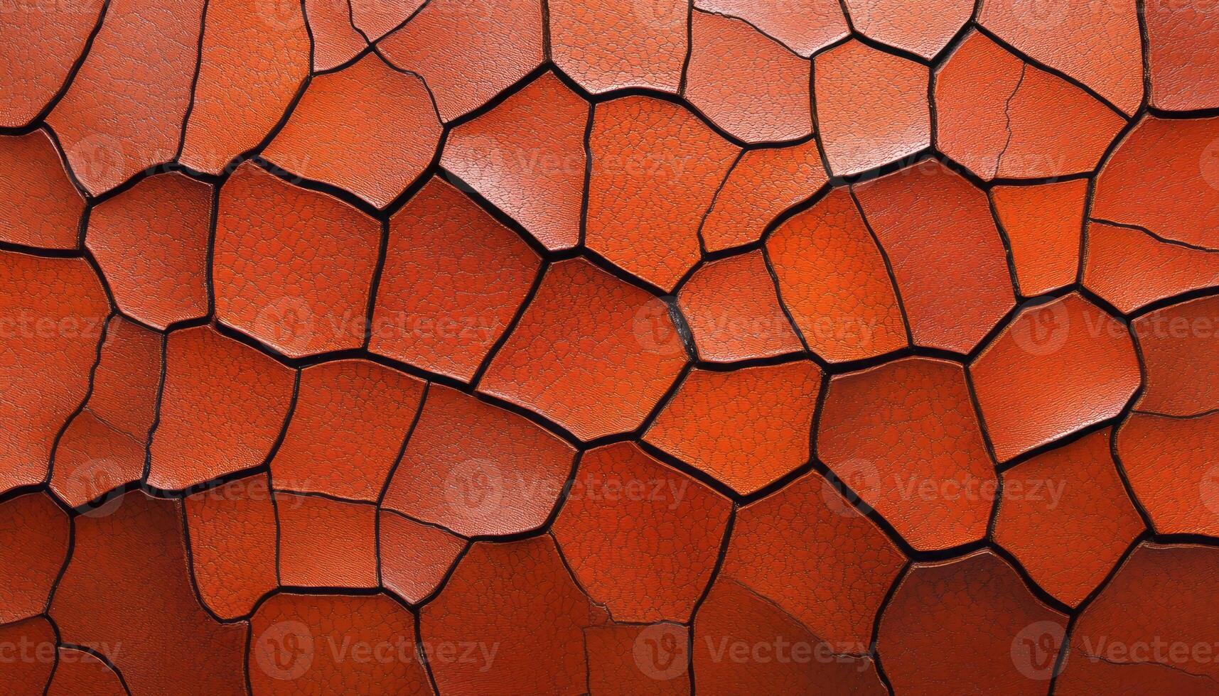 Textured surface showcases a detailed pattern of interlocking red tiles, evoking nature photo