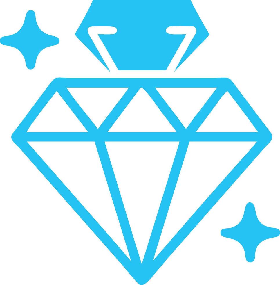 Diamond icon, geometric design, bright cyan blue, minimalist, vector