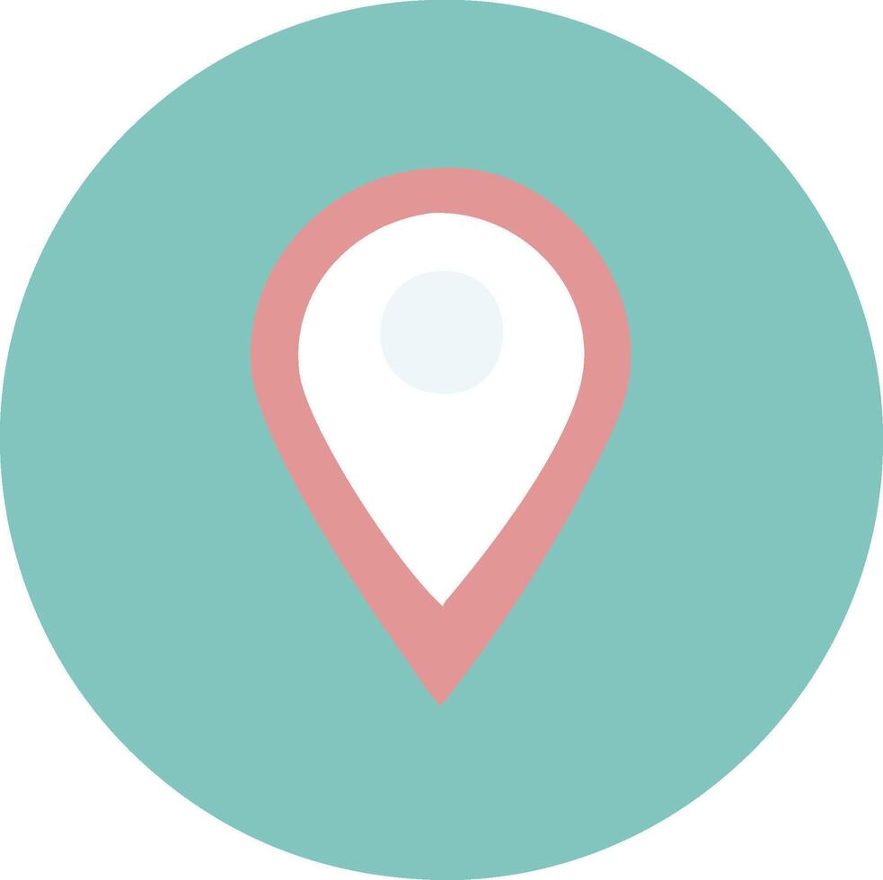 location pin icon, minimal design, flat illustration, pastel colors, teal background, salmon pink outline vector