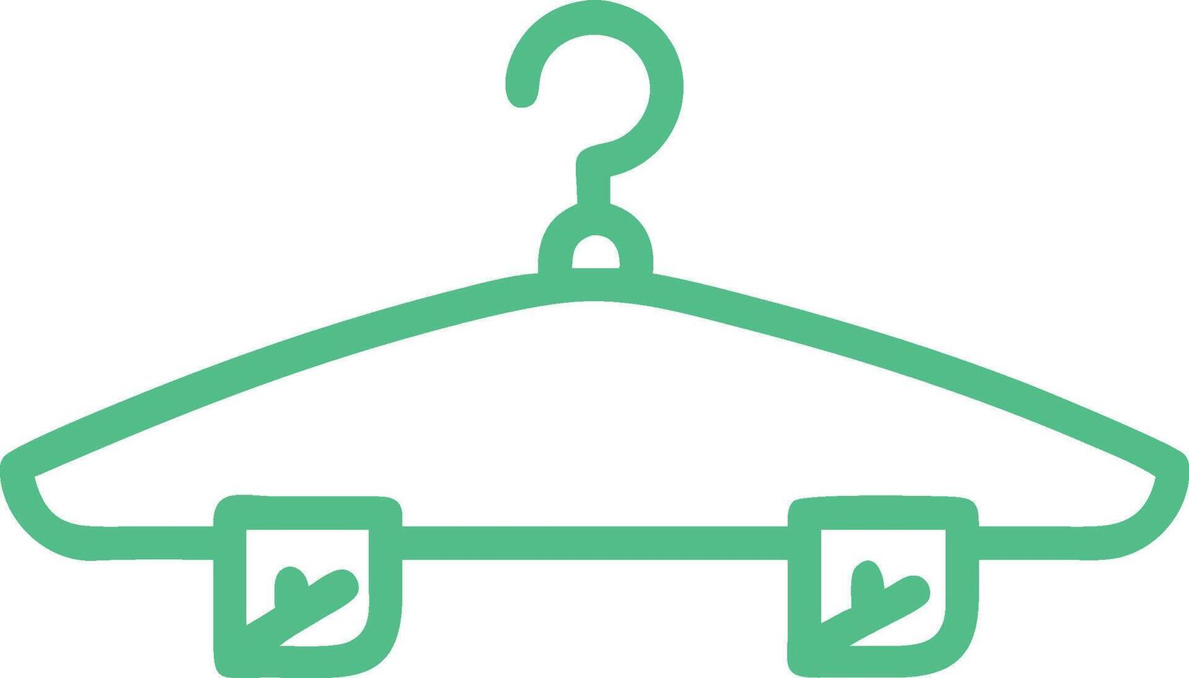 Minimalist green clothes hanger icon, flat design, simple geometric shapes, clean lines, vector