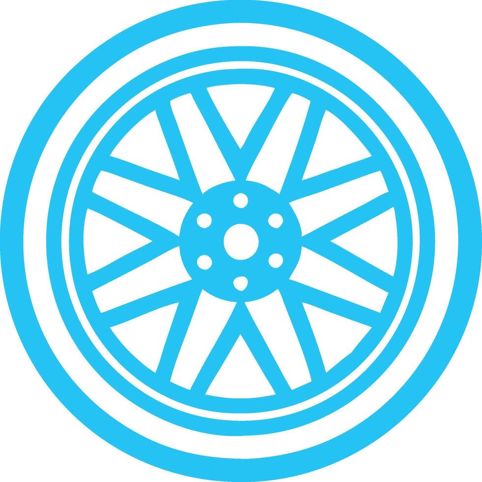 Icon design, car wheel, blue and white, minimalist, circular, geometric, stylized, vector