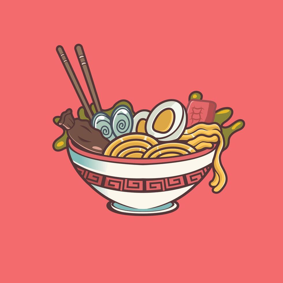 ramen noodle japanese food vector