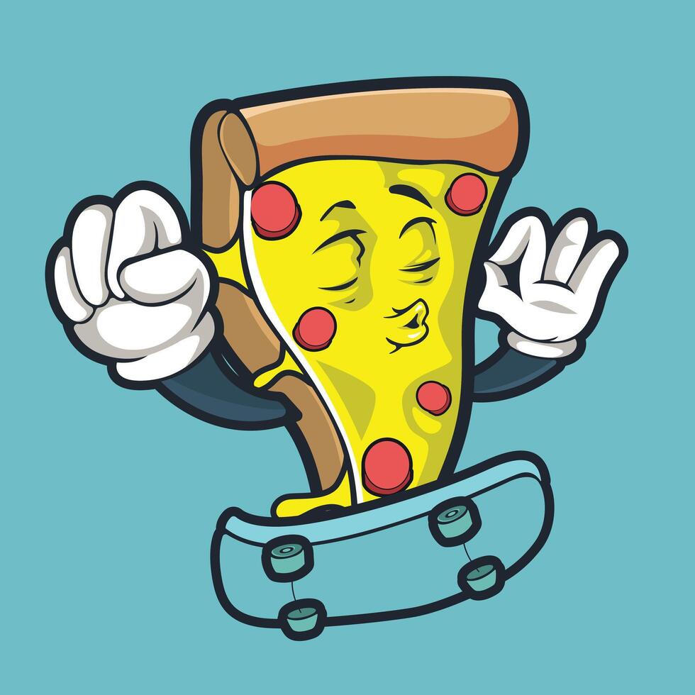 pizza with skateboard vector