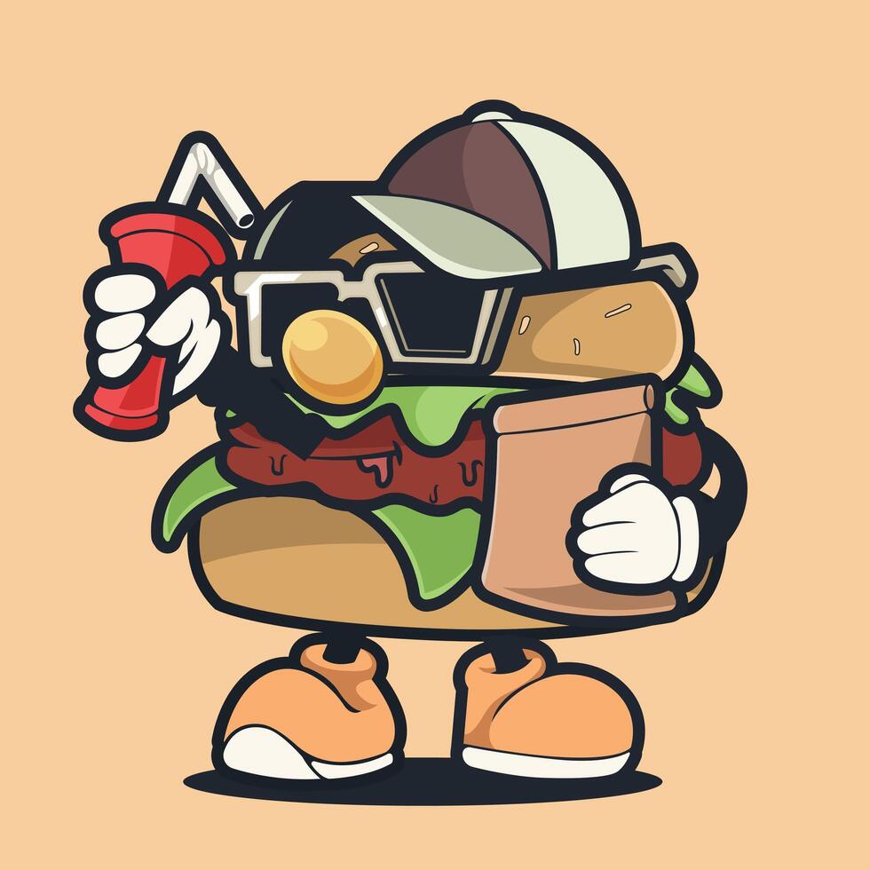 burger holding bag vector