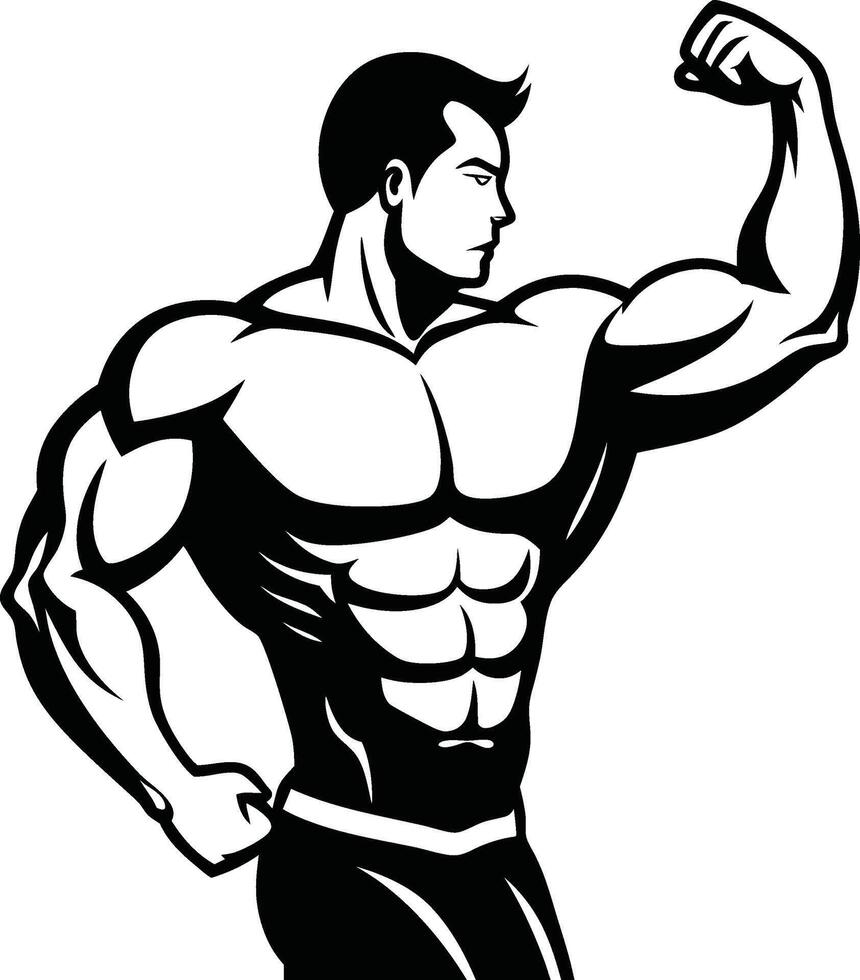Flexing Muscle Bodybuilder Logo vector