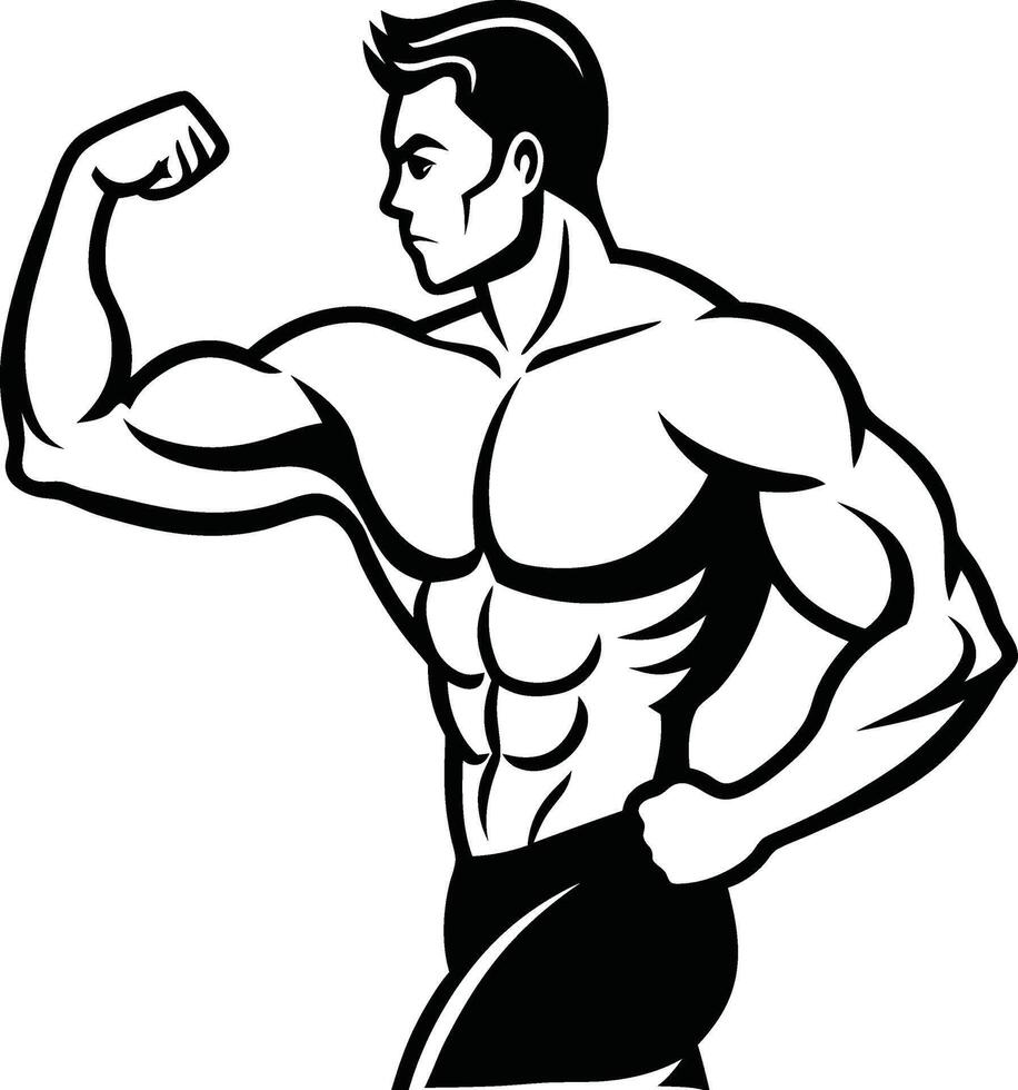 Athletic Figure Bodybuilder Mascot vector