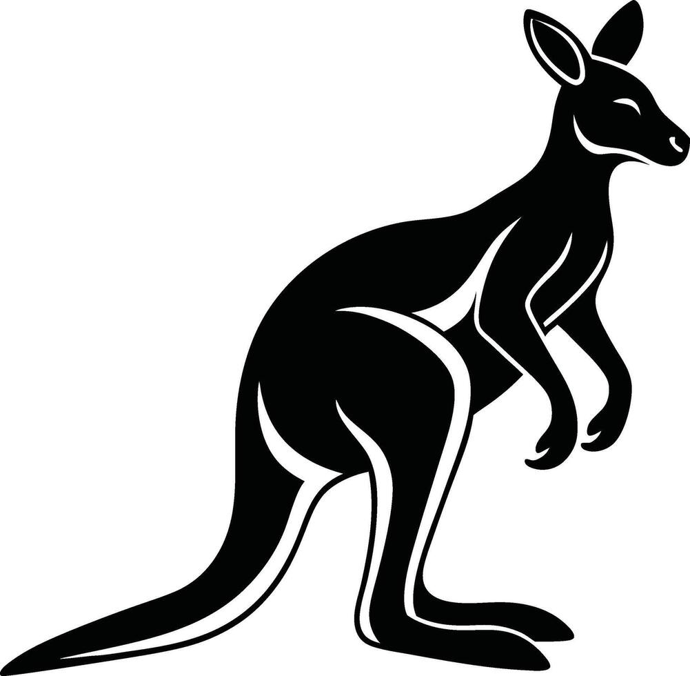a black and white kangaroo on a white background vector