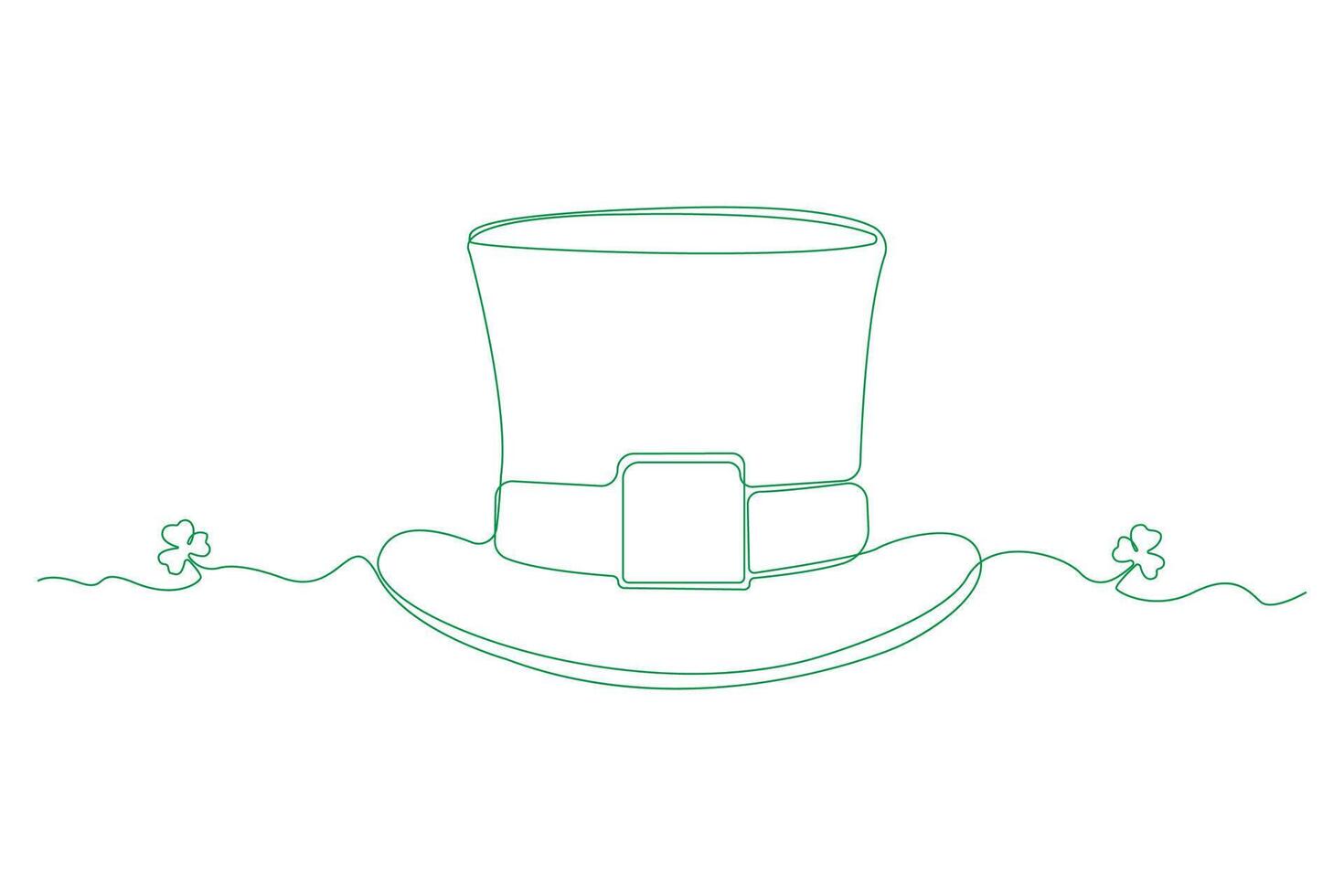 Leprechaun hat continuous line illustration. St. Patrick's Day concept line art background. vector